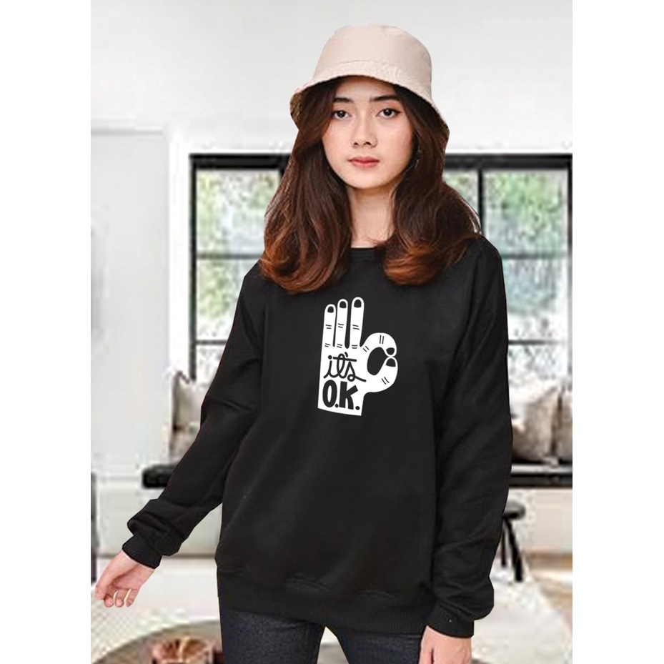 Kaos Lengan Panjang OK / Kaos Sweatshirt / Atasan Wanita / Atasan Wanita Lengan Panjang / Atasan Import / Kaos Wanita Blus