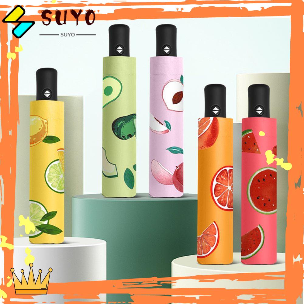Suyo Payung Lipat Compact Anti Angin Motif Buah Untuk Pria / Wanita