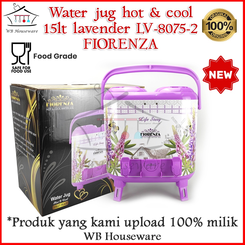 dispenser air panas dan dingin 15Liter fiorenza motif Lavender LV-8075-2 / water jug termos air
