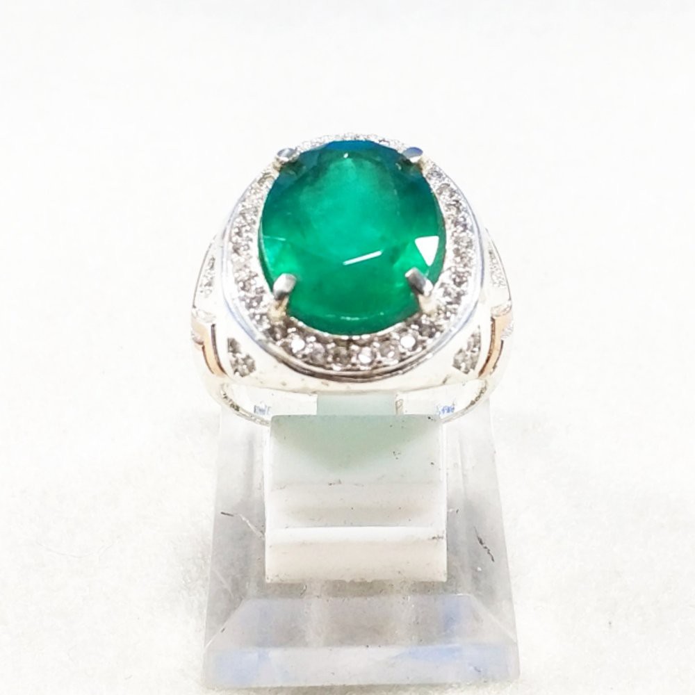 CINCIN BATU AKIK PERMATA ZAMRUD ZAMBIA HQ CUTING RING ALPAKA TERMURAH