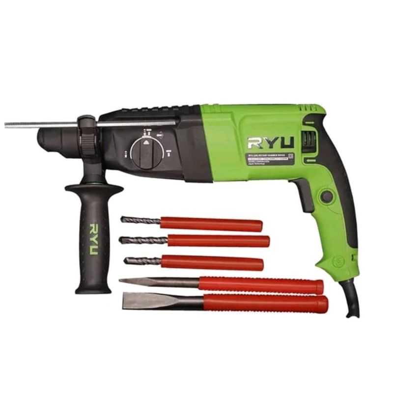 Ryu rotary hamer RRH26 bor bobok jack hamer drill beton bor tembok besi kayu set koper