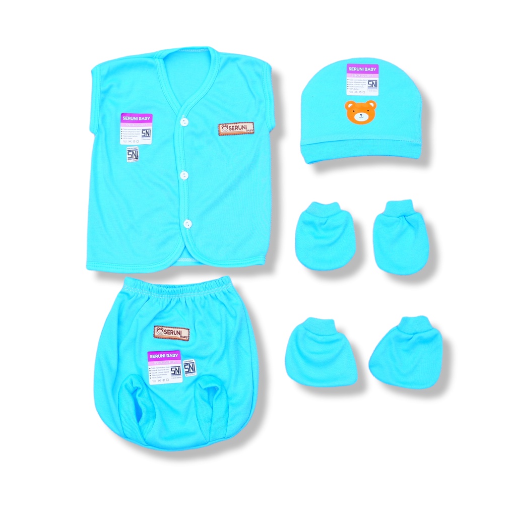 SERUNI BABY - Set Setelan Baju Bayi Topi Kupluk Sarung Tangan Kaki SNI Motif  Wartu