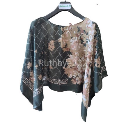 Ruthby Kimono Scarf / Scarf Outer / Outerwear / Outer Scarf-Kimono-Flower Brown