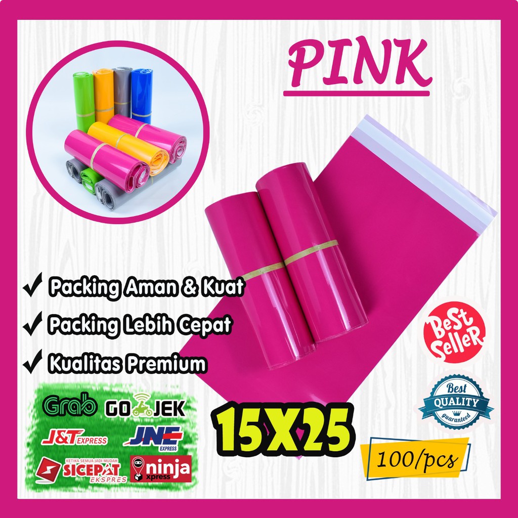 

IK6 Polymailer kantong kemasan amplop plastik tebal 15X25 WARNA @100 PCS - GLOSSY mewah