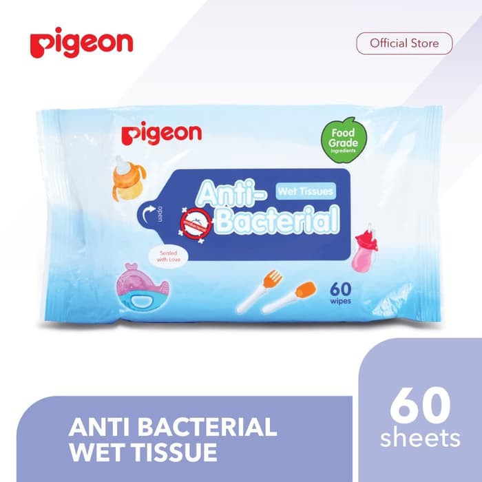 ANTI BACTERIAL WET TISSUE 60 SHEETS PIGEON