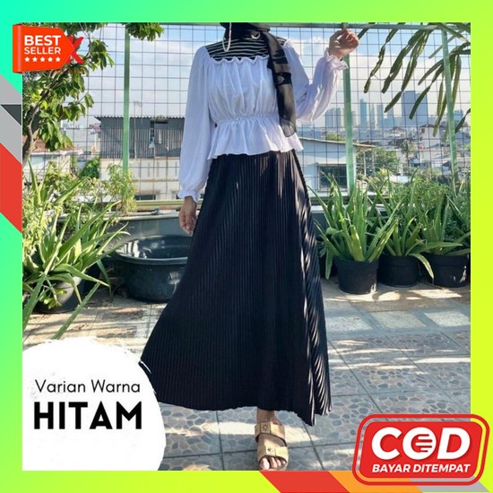 Rok Payung Kotak Kotak Panjang Bahan Katun Rok Payung Kotak Lebar Rok Plisket Lidi Premium 100% /