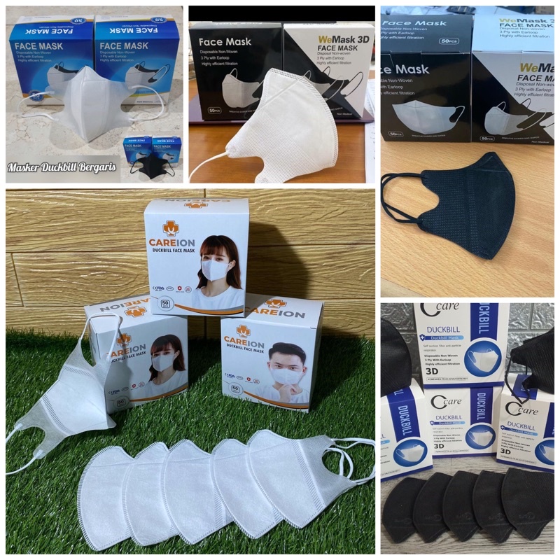 duckbill masker model garis sensi izin kemenkes 1box isi 50pcs