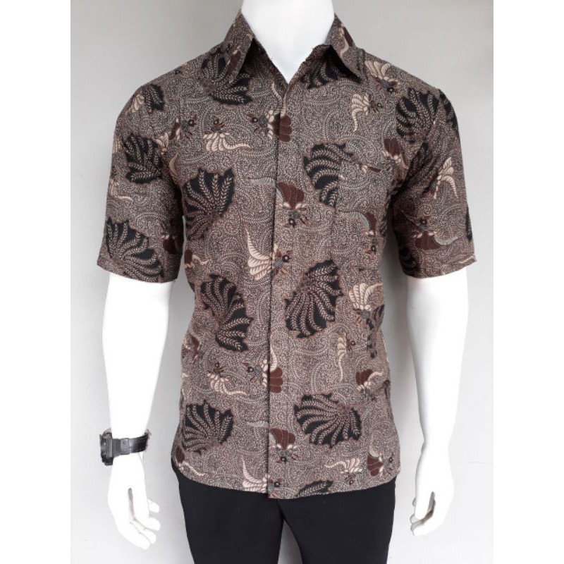 M231 Size S M L XL XXL XXXL BSWART Batik HRB026 kenongo Hem Batik Kerang Coklat Abstrak