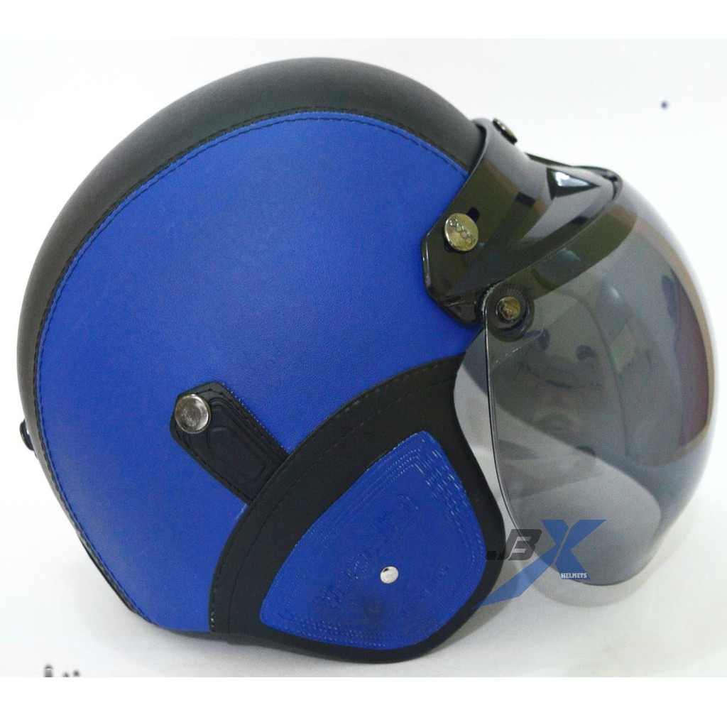 Helm Dewasa Biru Hitam optical original Retro Klasik Kulit Kaca Bukan NHK INK Centro