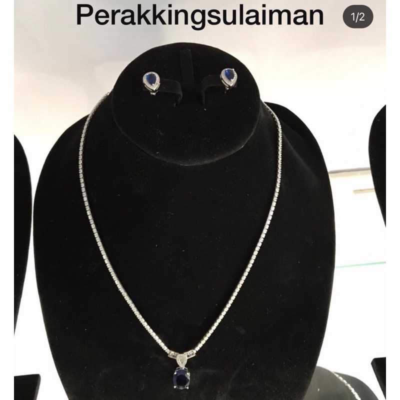 Kalung Perak Kekinian 925 Asli Liontin Berlian Blue