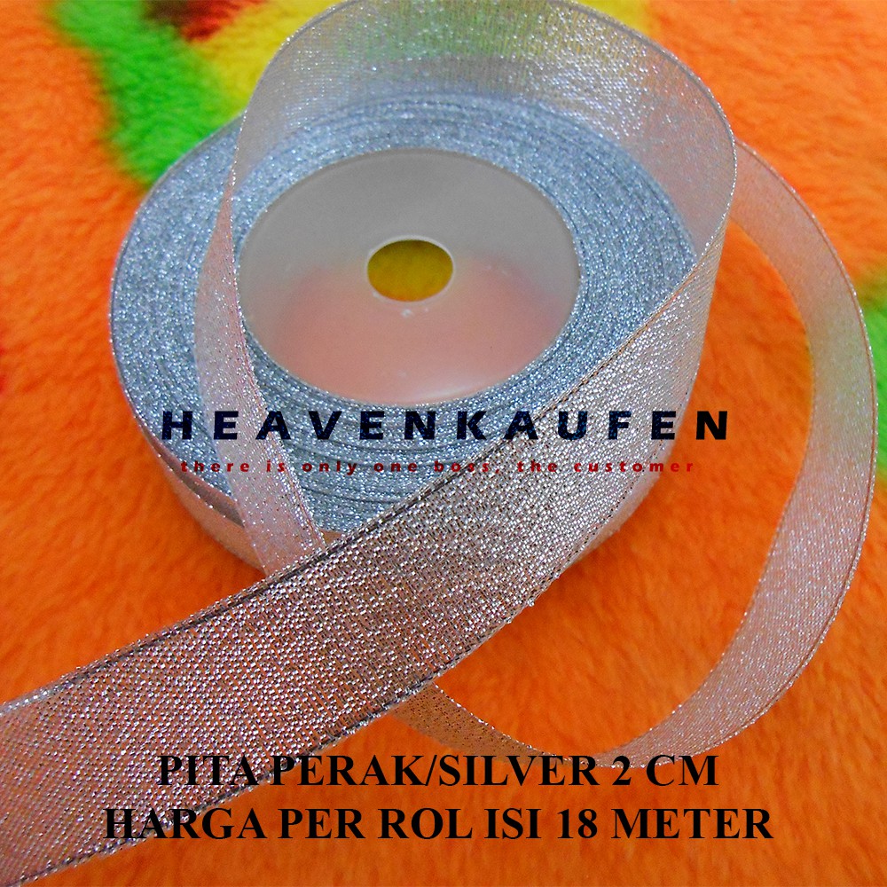 Pita Warna Perak / Silver Lebar 2 cm Murah Harga Per Rol isi 18 meter