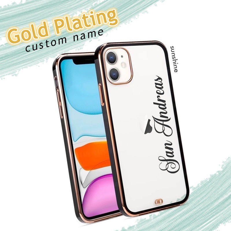 Gold Plating Case Custom Nama Iphone 7 8 7 8 X Xr Xs Max 11 Pro Max 12 mini 12 Pro Max 13 PLUS