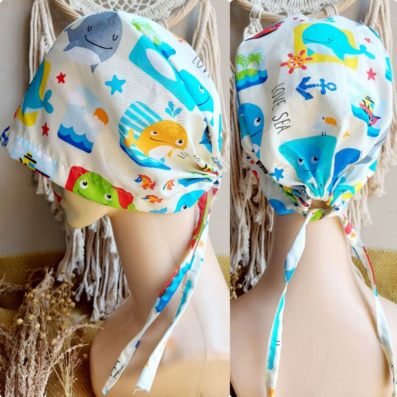 headcap/ Haircap/ Surgical cap/ topi medis motif/ topi dokter/ topi perawat/ topi bedah motif/ APD