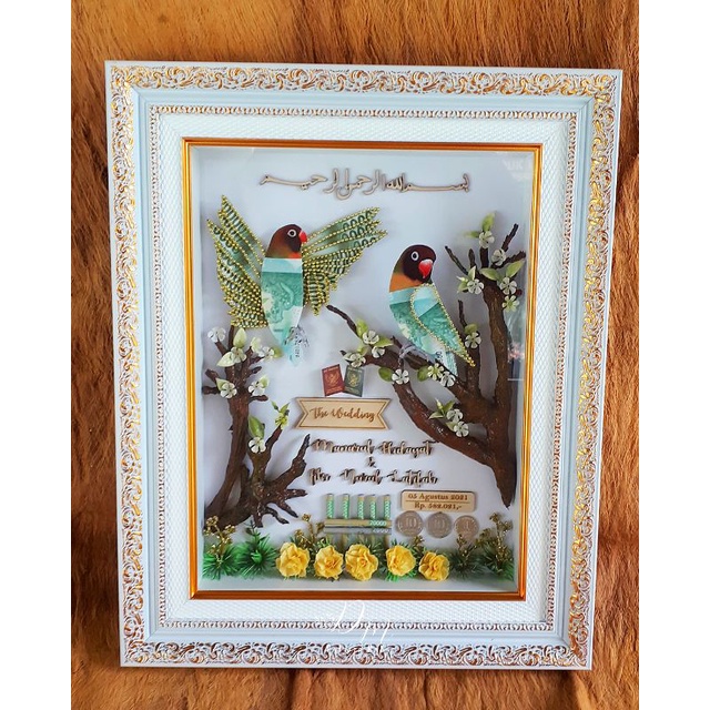 Mahar love bird / mahar pernikahan bingkai / mahar burung / mahar murah