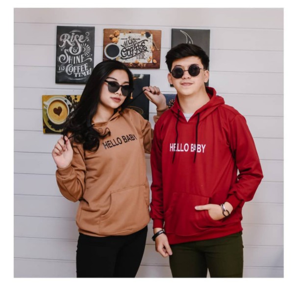 HOODIE UNISEX HELLO BABY TEBAL FLEECE PREMIUM TERBARU,