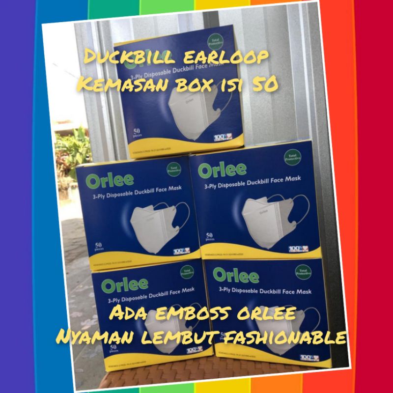 Masker Duckbill box Orlee 3ply EARLOOP isi 50
