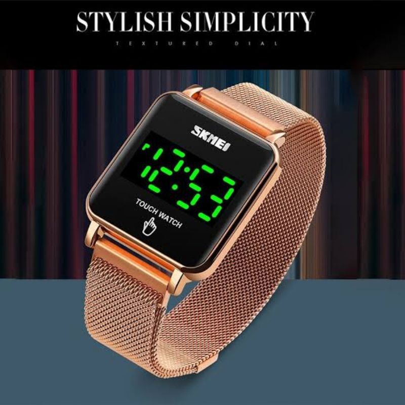 SKMEI 1744 Simple Touch Women Watch Quartz Magnetic Strap Led