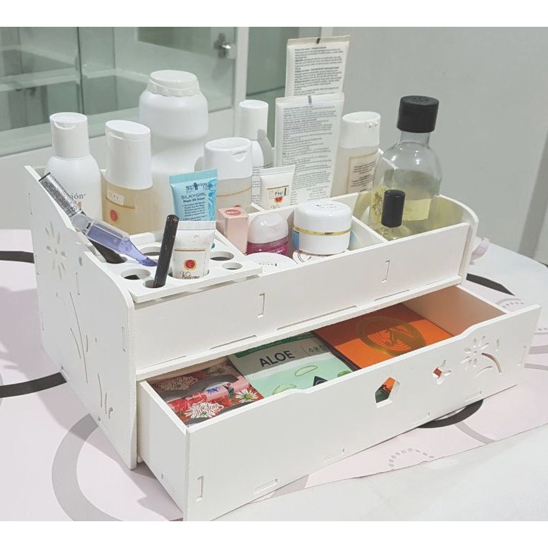 Rak Make Up Murah Rak Kosmetik Kayu WPC Rak Skincare Aesthetic Rak Makeup Mini Tempat Skincare Dan Make UpRak Laci Serbaguna Susun Storage Box Serbaguna Organizer Make Up Rak Meja Rias perhiasan penyimpanan Kosmetik Rak Kosmetik Kayu Minimalis portable