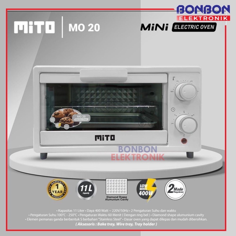 Mito Oven Listrik Mini MO 20 11L / MO20 WOOD / MO 20 WOOD