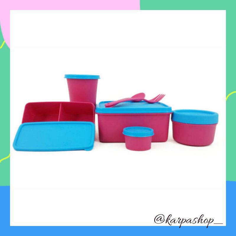 Aikenware Set Kotak Makan Plastik Lunch Box Food Grade Free Tas Pink | Weston