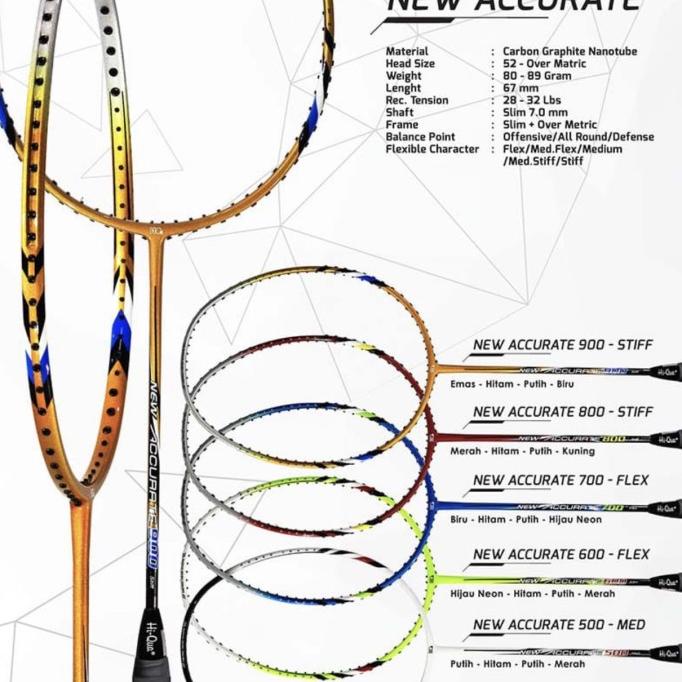Raket Badminton HIQUA HQ NEW ACCURATE 600/700/800/900 + GRIP ORIGINAL