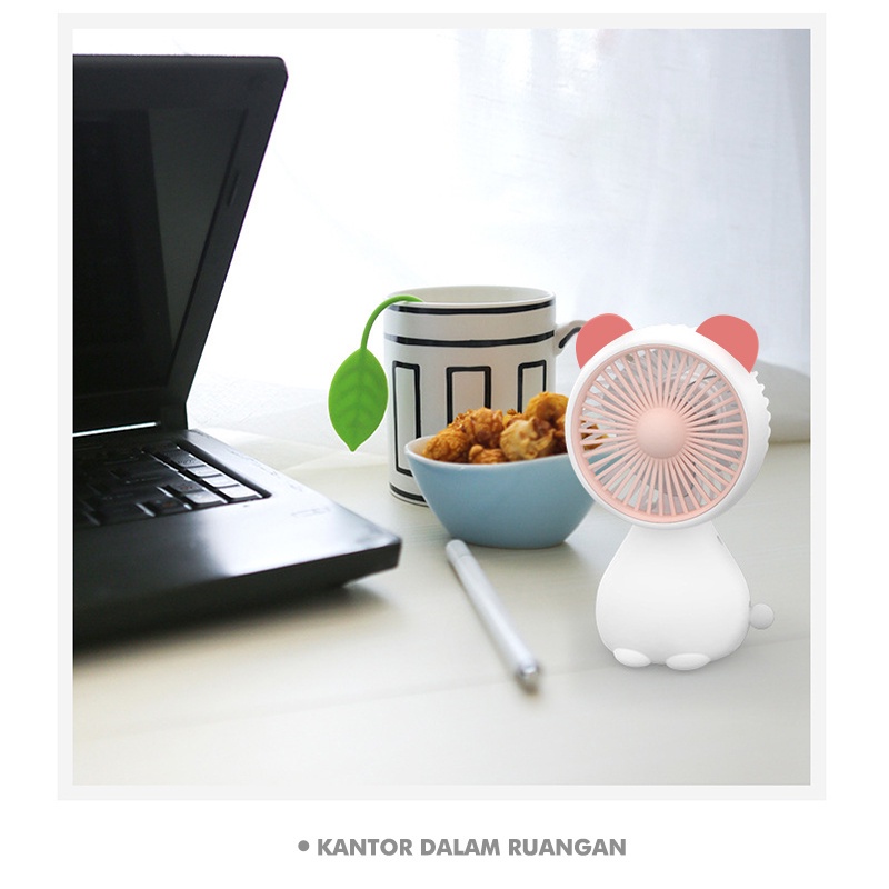 【Beli dua diskon 20%】 Goojodoq Kipas meja isi ulang USB / kipas angin mini genggam beruang cute /mini fan portable