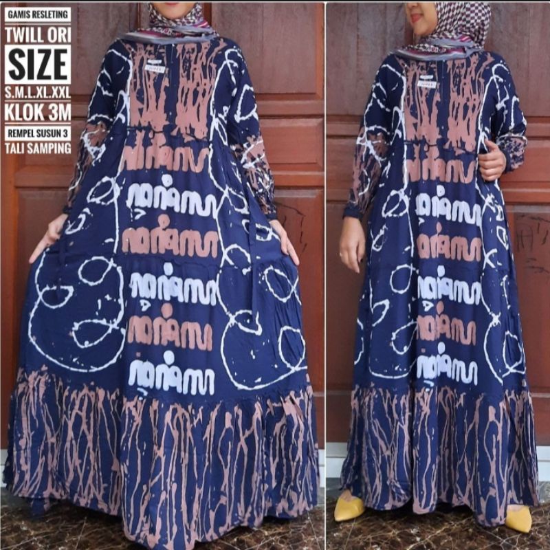 GAMIS TWILL ORI MOTIF CANTIK | TWILL ORI REMPEL SUSUN CANDA TALI BELAKANG