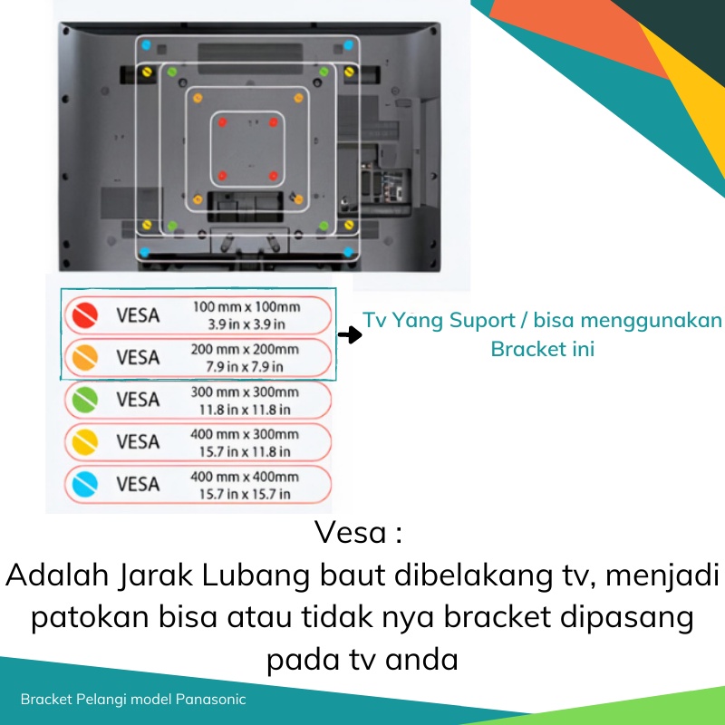 Bracket TV 40 43 32 24 20 19 17 inch Tilt Up and Down BAHAN TEBAL