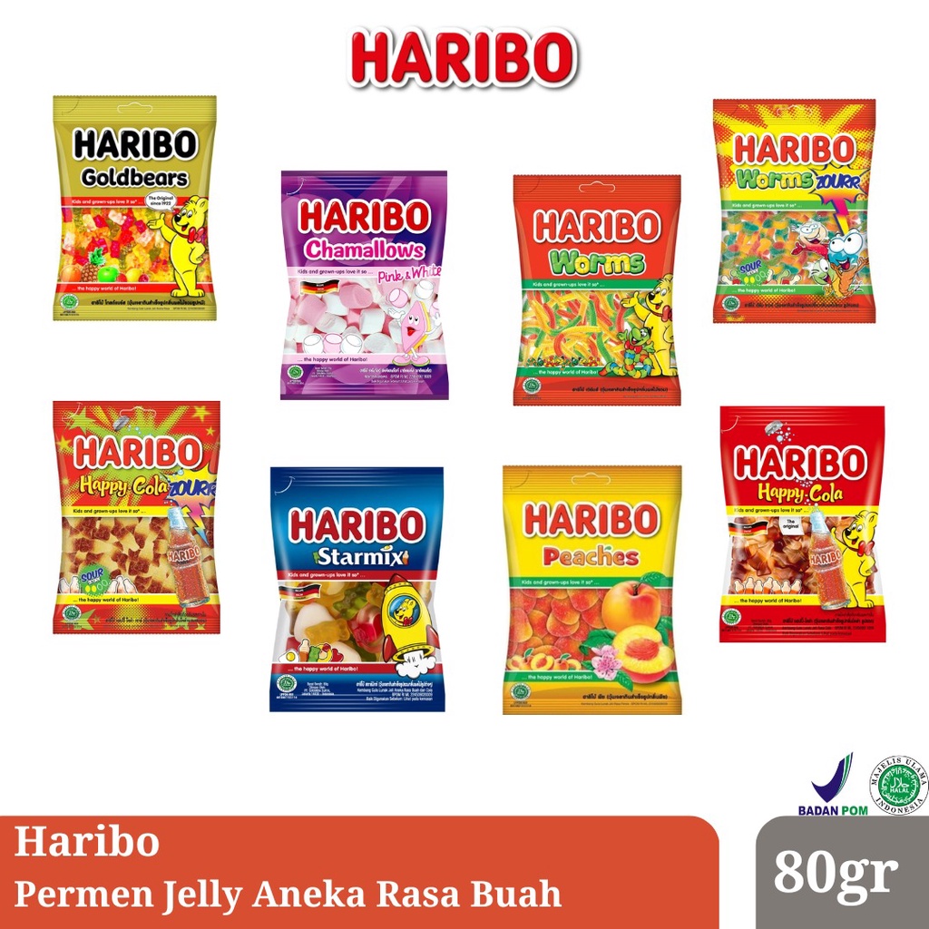 

Haribo Permen Jelly Aneka Rasa Buah Kemasan Kecil 80gram