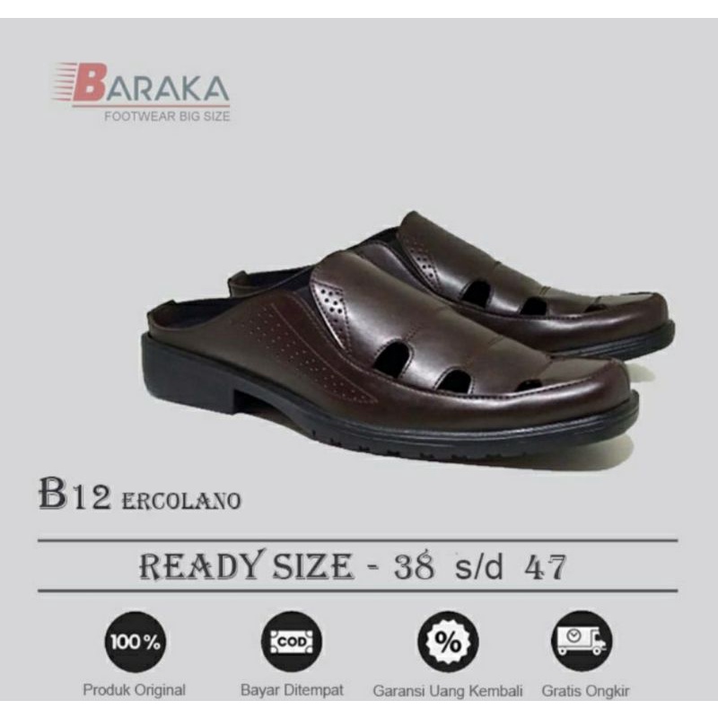 Bustong Series / Sendal Sepatu Pria Kulit Big Size 39-47 Slop Semi Formal Cowok Bapak Bapak empuk size JUMBO, 47