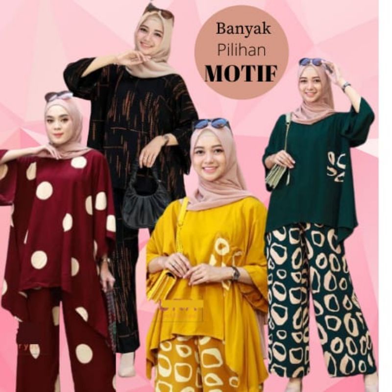 BAJU WANITA SETELAN TIE DIE DYE WAKA JUMBO SINTIA SET BUSUI ONE SET RAYON MOTIF KEKINIAN-RANDOM