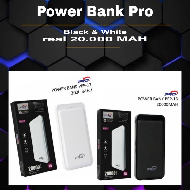 Power Bank 20000mah Dual Output Output Powerbank Slim LED PRO PEP-13