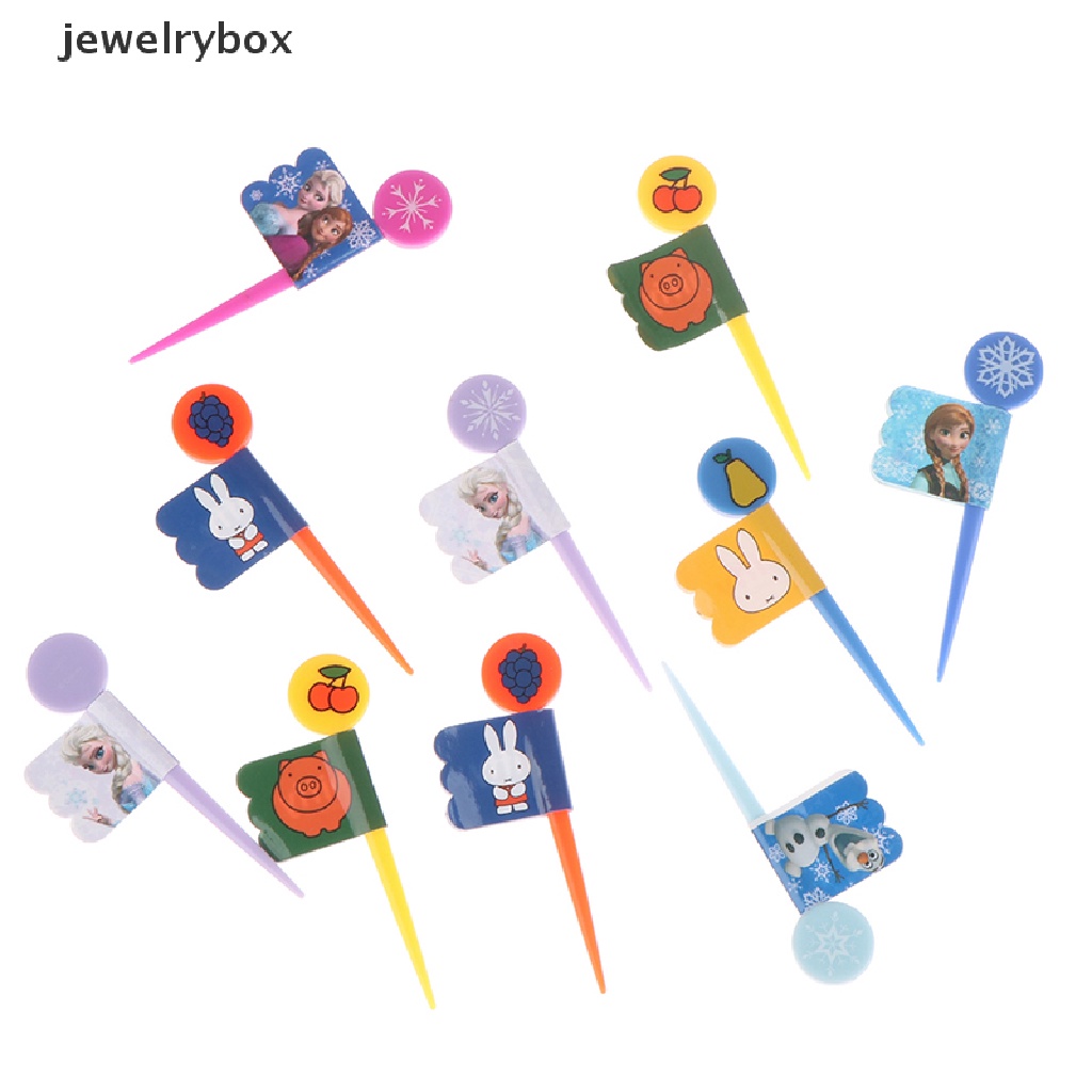 10pcs Garpu Buah / Kue / Dessert Mini Bentuk Kartun Hewan Kelinci / Babi Untuk Anak