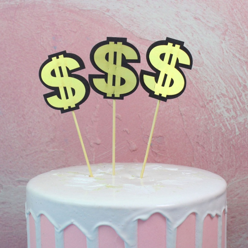 3pcs / set Topper Kue Cupcake Desain Dollar Untuk Dekorasi Pesta Pernikahan