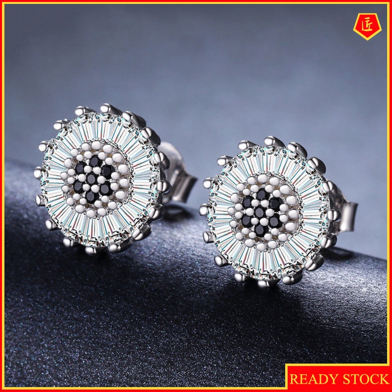 [Ready Stock]Luxury Creative Ladder Diamond Stud Earrings