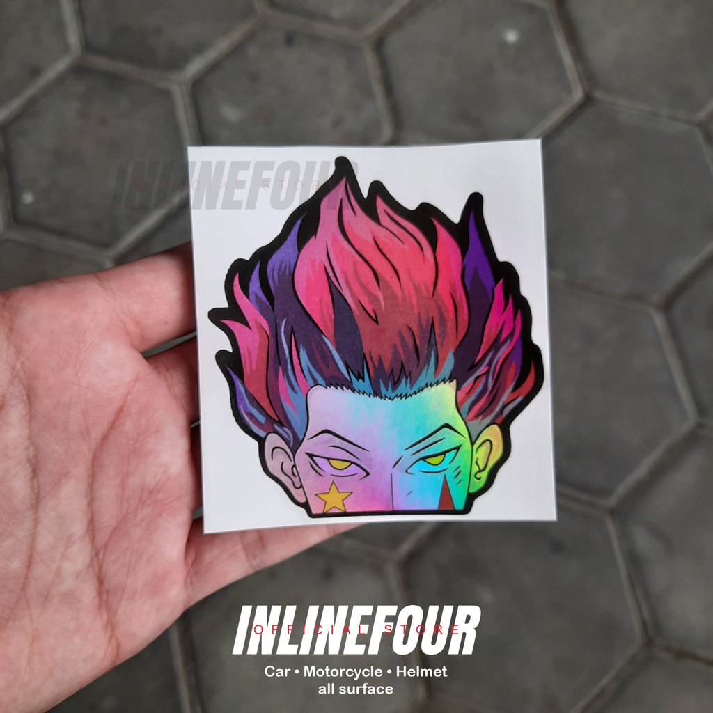 

Sticker Hologram Anime - Stiker Hisoka Hunter x Hunter - Wibu Jepang ukuran 8,2cm - Untuk Laptop Case Hp Koper Helm