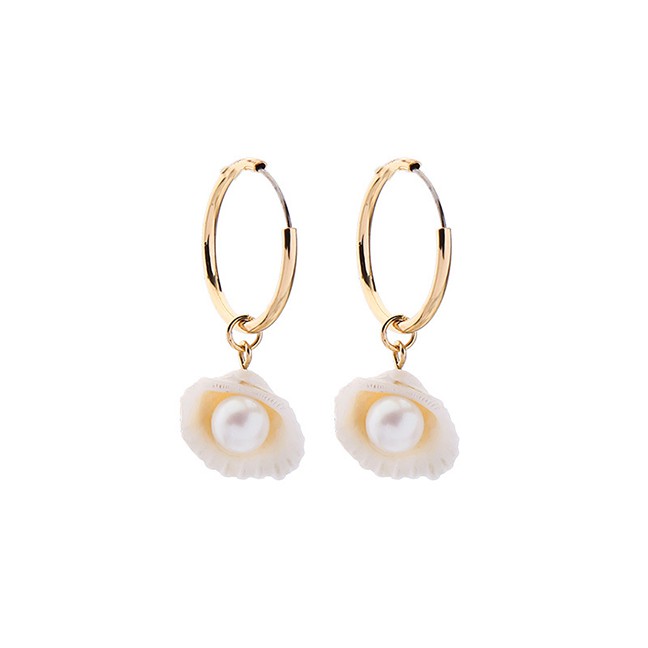 LRC Anting Tusuk Fashion Gold Conch Pearl Earrings F69652