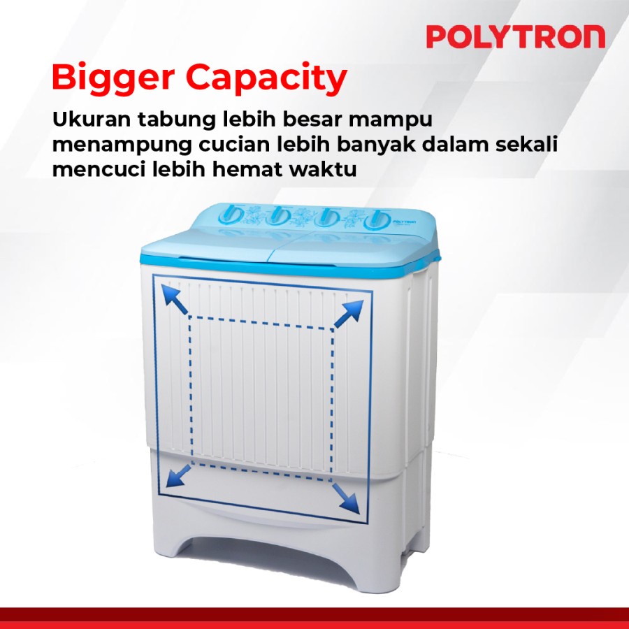 POLYTRON Mesin Cuci 2 Tabung Samba Series 7 KG PWM 7073