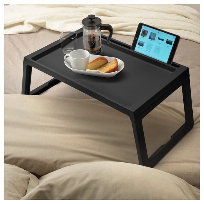 Meja Makan Lipat Tempat Tidur IKEA KLIPSK HITAM Nampan Baki Kasur Alat Masak Berkualitas