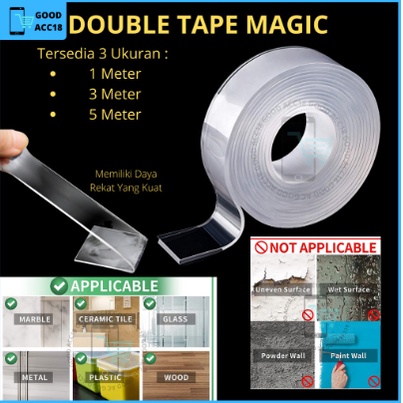 

【Penjualan Terbaik】Double Tape Isolasi Selotip Magic 2 Sisi Kuat Dicuci Tanpa Bekas Multifungsi - Double Tape Gel Isolasi Bening 2 Sisi Perekat Dinding Tembok Tanpa Bekas Selotip Ajaib Super Kuat Waterproof Reusable dobel tip 3 meter