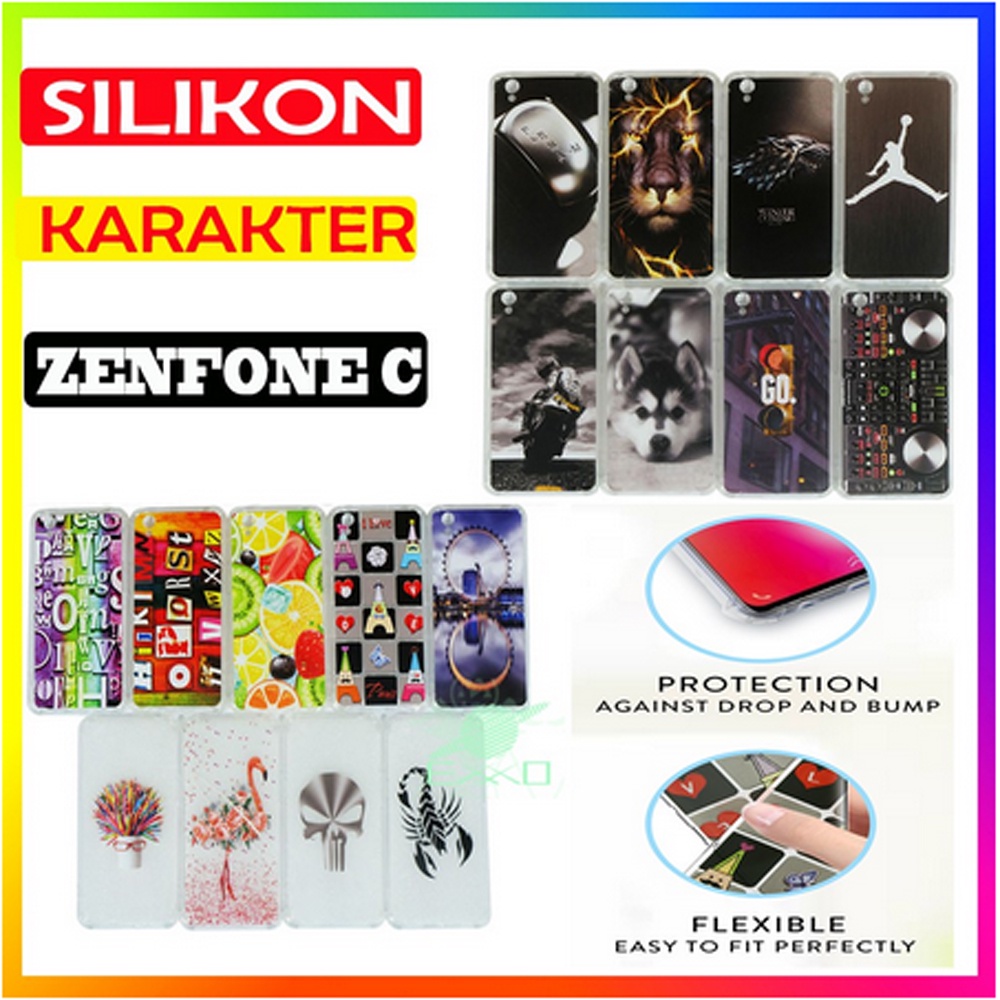 ULTRATHIN  Asus Zenfone C  Case Casing Anti Shock 3D Motif Softcase Gambar Silikon Handphone Kasing HP Sarung Kesing Antishock Silicone HP - motif acak