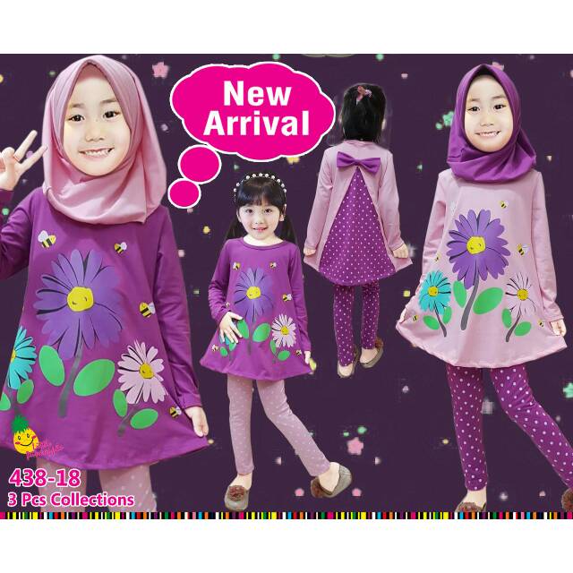 Muslim anak little pineapple/baju muslim anak/setelan anak cewe/setelan hijab anak cewe