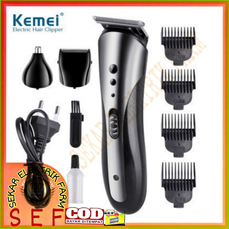 Kemei KM-1407 Hair Clipper Electric Shaver Alat Cukur Rambut Elektrik Portabel Baterai Charger