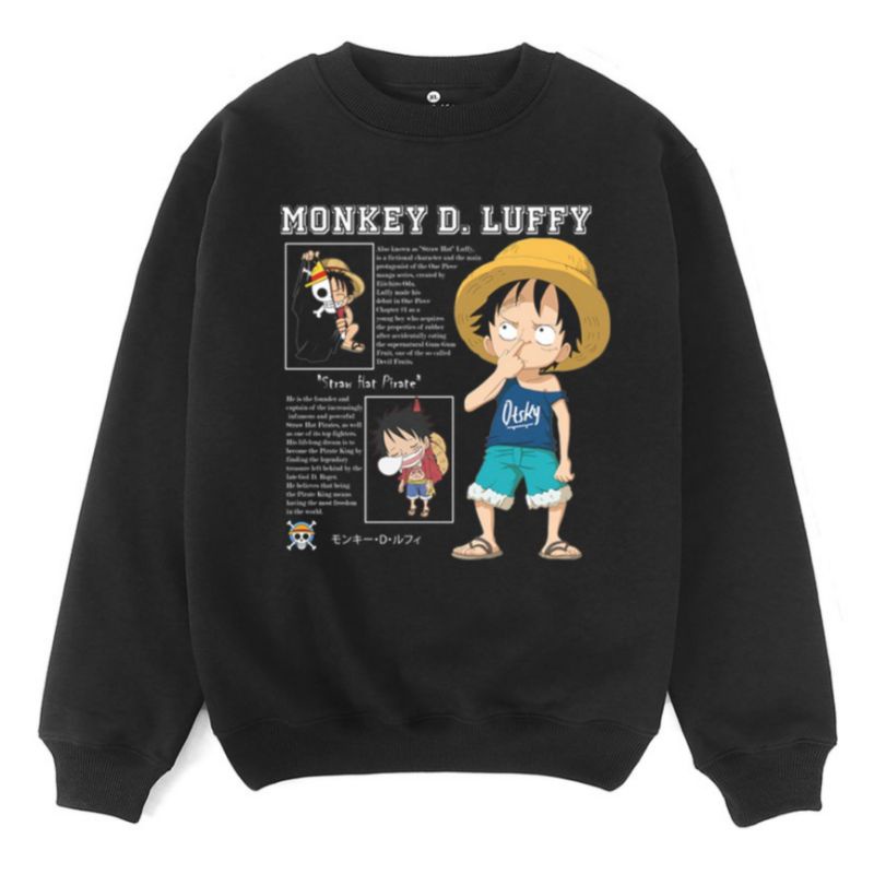 Otsky Crewneck Anime Luffy Cute Black X CN7080PA-