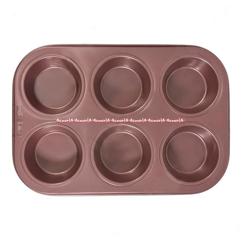 Wiltshire 6 Cup Muffin Pan Tray Bulat Loyang Kue Tempat Bakar Panggang Cup Cake Adonan Kue Anti lengket Capcake Rose Gold Wilt Shire