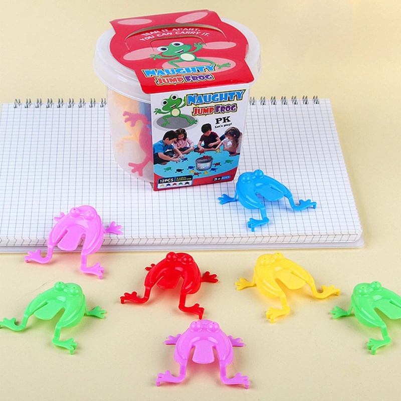 Zzz 12pcs / Set Mainan Katak Lompat Bahan Plastik Ukuran 2inci Warna Acak Untuk Hadiah Anak