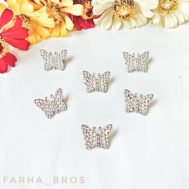 Peniti hijab jilbab - Bros Dagu - bros kecil - Bros mini - Bros hijab kupu silver satuan By Farha-1