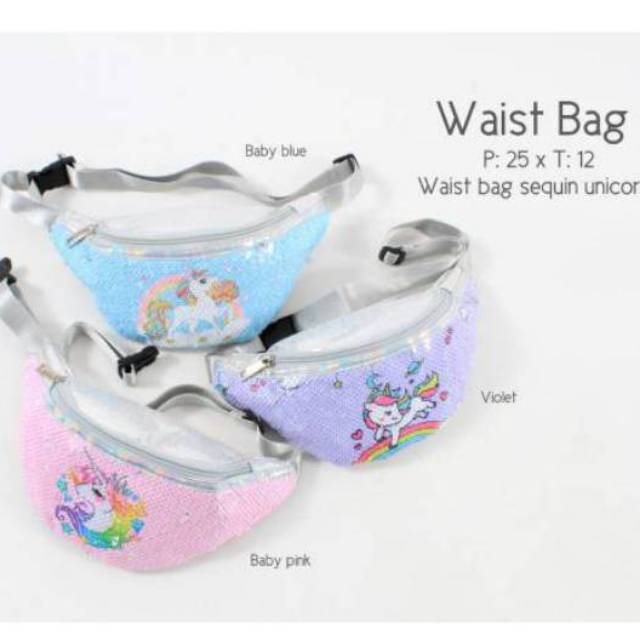 TAS ANAK SLEMPANG PINGGANG UNICORN MERMAID SEQUIN WAISTBAG