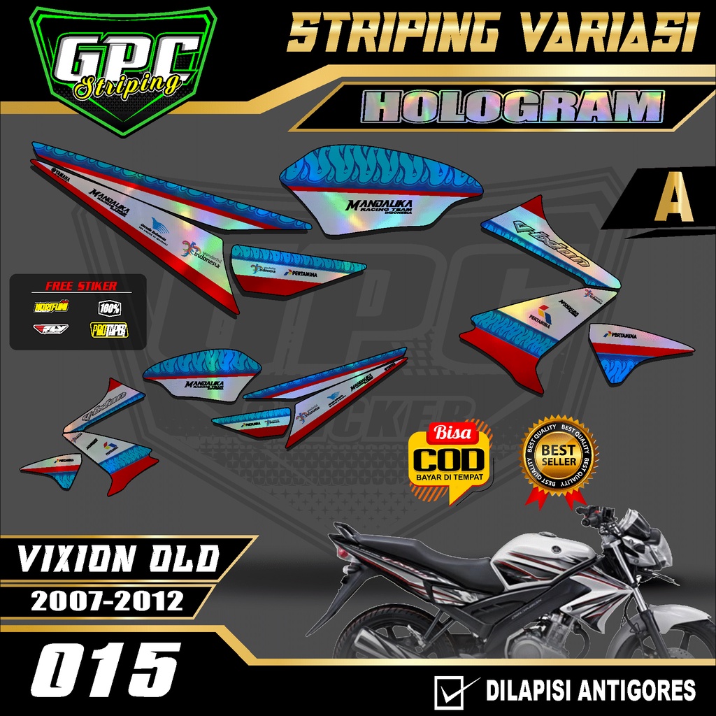 STICKER STRIPING LIST VARIASI HOLOGRAM VIXION OLD DESAIN PERTAMINA MANDALIKA GPC 015