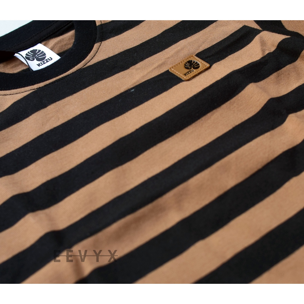 Kizzu Baju Kaos Anak Laki Laki Lengan Panjang Umur 1-12 Tahun - Strip/ Salur Almond - Eevyx Store